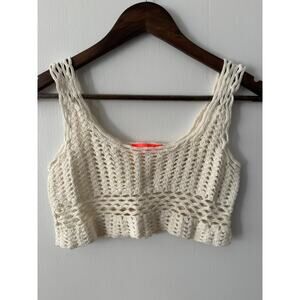 Anthropologie Lulumari Cotton Crochet Cream Crop Top Cover Up Size OS Boho Chic
